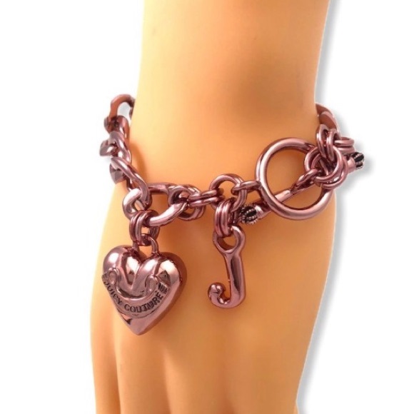 Y2K Juicy Couture PINK CHARM BRACELET NEW BARBIE BARBIECORE RARE HTF PUFF HEART - Picture 5 of 16